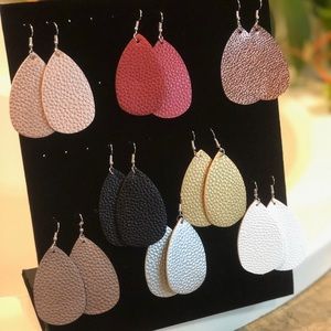 Leather teardrop earrings